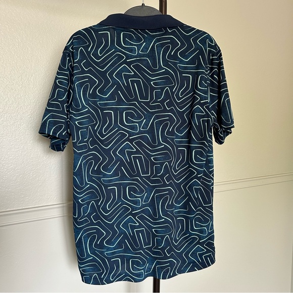Goodfellow & Co Lightweight Athletic Blue Green Print Polo Shirt Men’s Medium - Picture 2 of 4